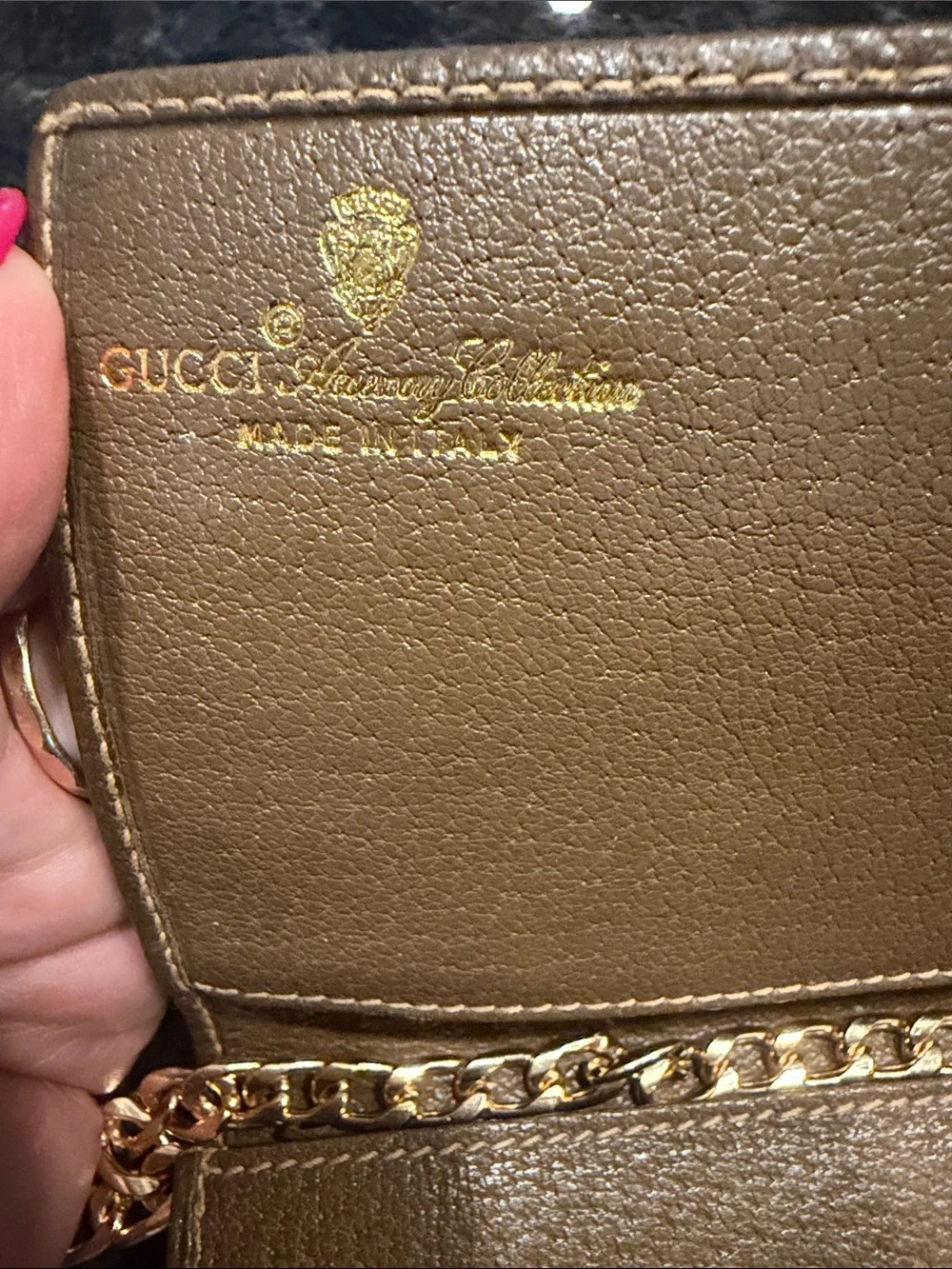 Vintage Gucci GG Monogram Canvas Chain Wallet Clutch Made in Italy